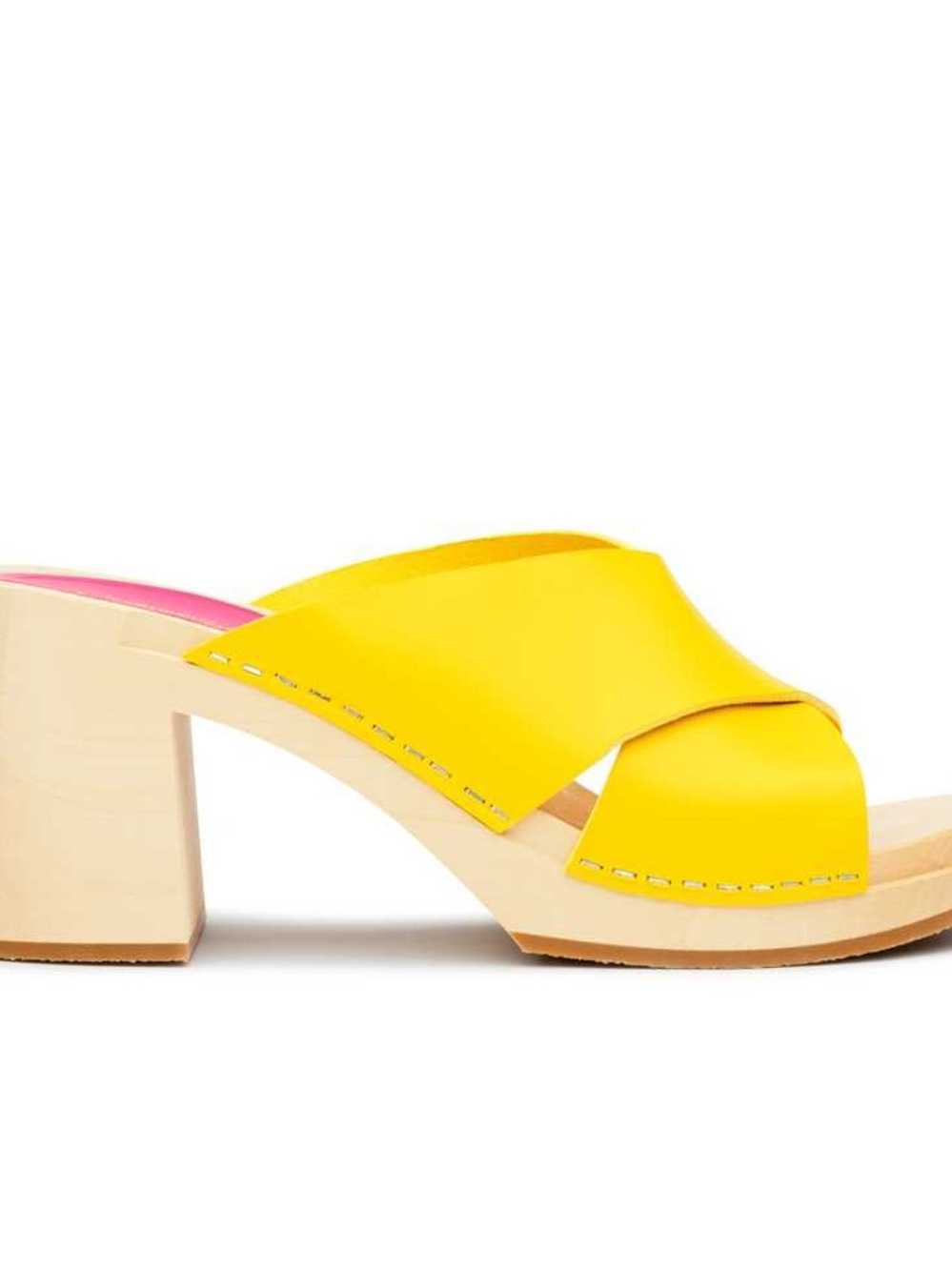 Swedish Hasbeens Annette Yellow Crossover Leather Mule size 38